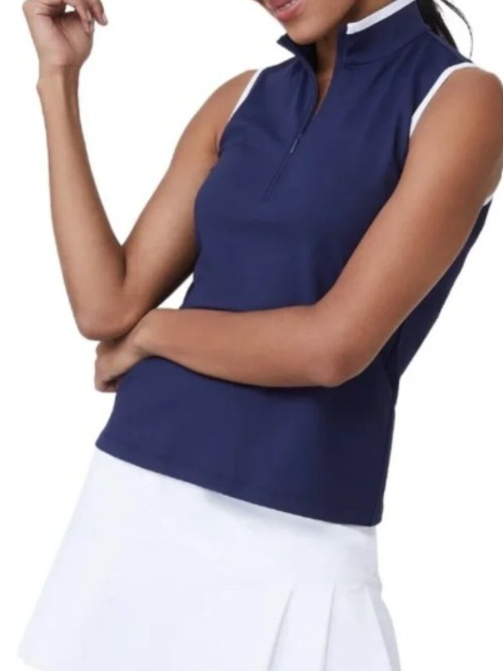 J. McLaughlin Aelia Navy Blue Fitted Tennis Golf Tank Top Size Small